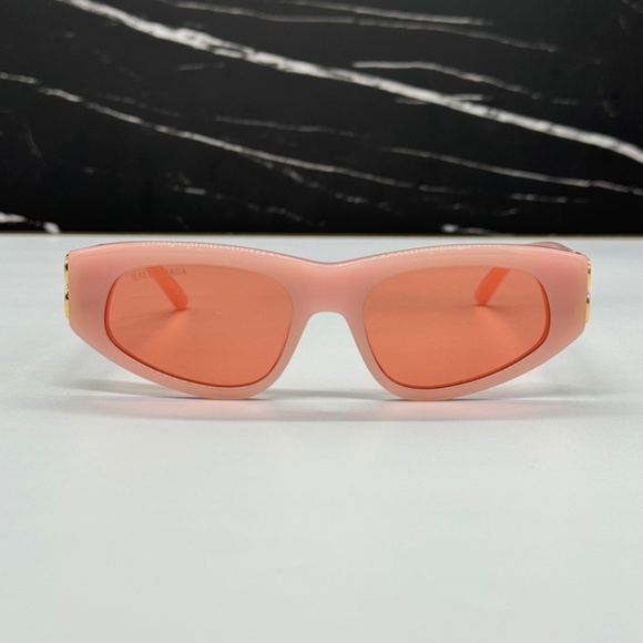 Balenciaga Pink Sunglasses with Gradient Red Lenses and Gold BB Accents main image 11
